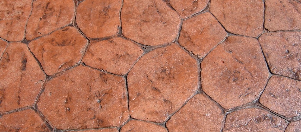 reddish-brown stamped concrete
