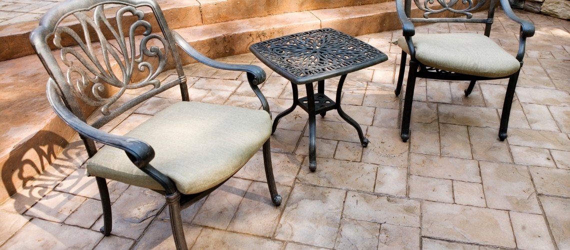 a stamped concrete patio