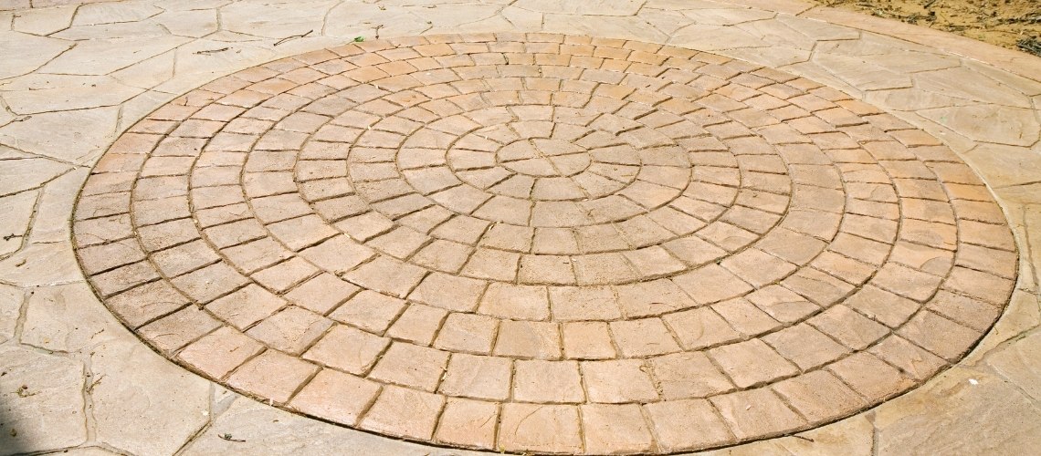 stamped concrete patio surface outdoors